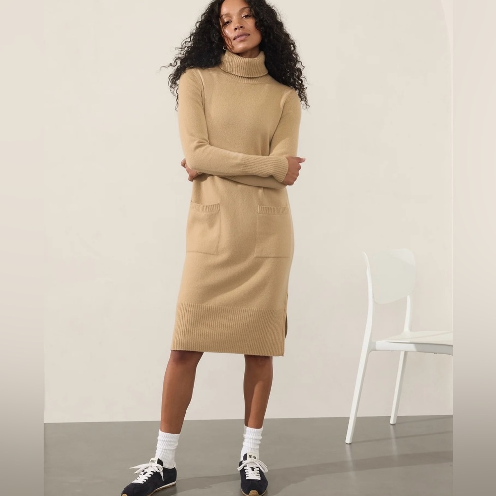 Athleta Alpine Turtleneck Sweater Dress Merino Wool Cashmere